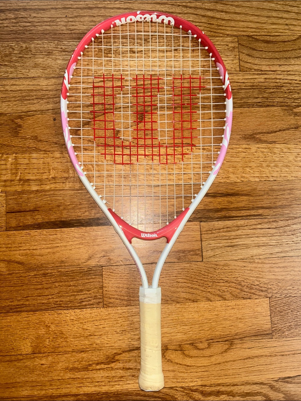 Wilson Venus Serena 3 1/2” Pink and White Tennis Racket with Red String Logo